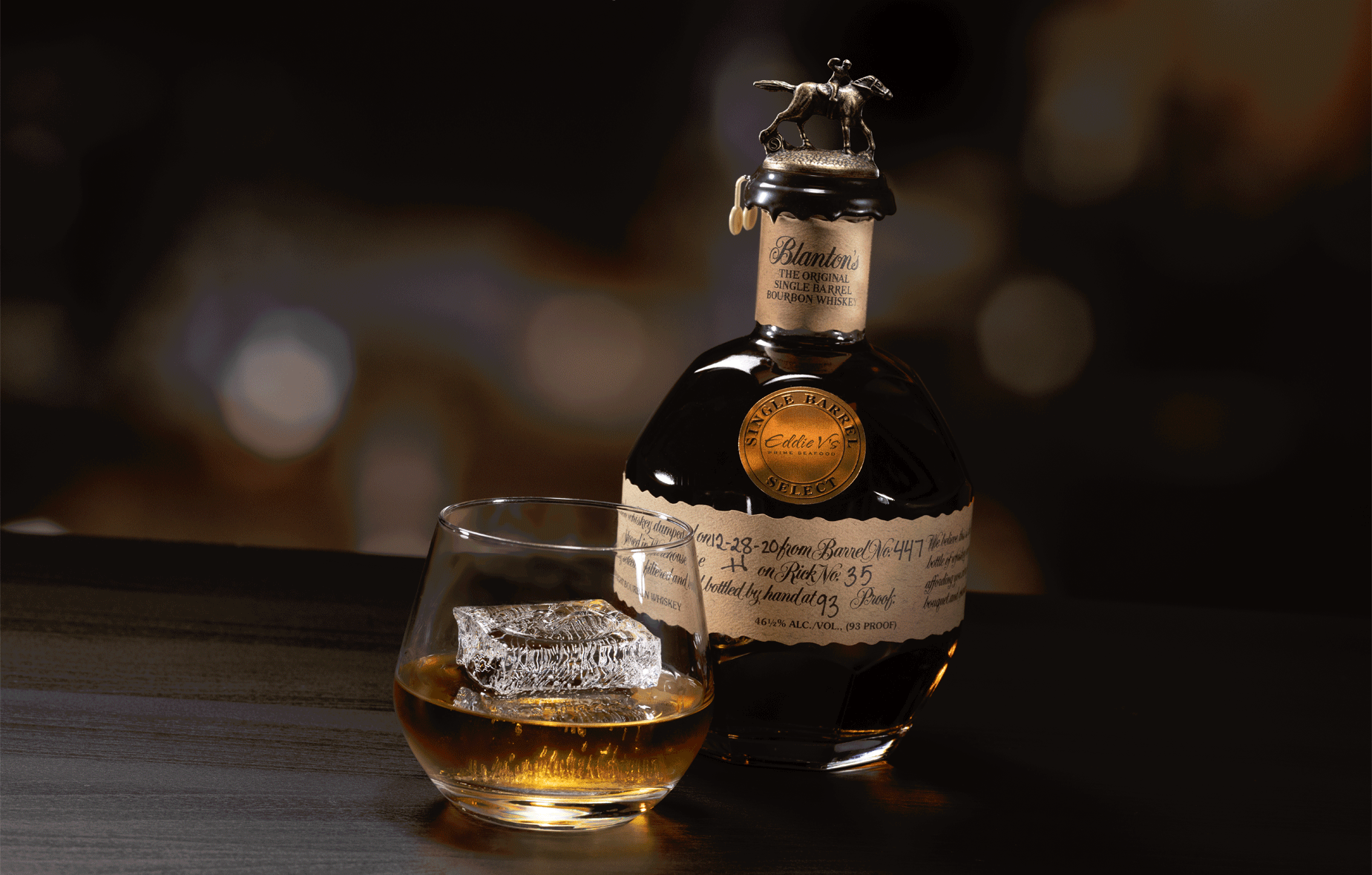 Blanton's Bourbon bottle from Eddie V's exclusive selection.